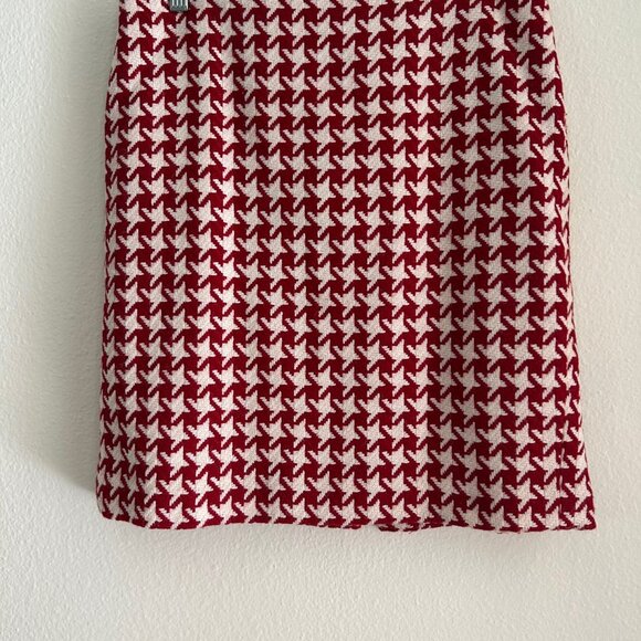 Talbot Herringbone Houndstooth Suite Moto Jacket Mini Skirt Red White Mixed Size - Picture 3 of 12
